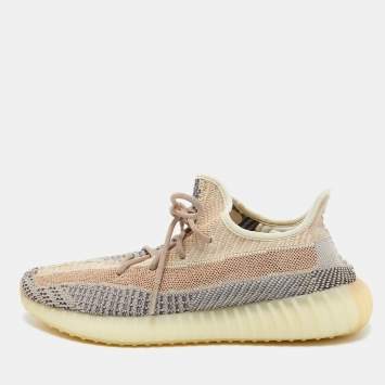 Pre Owned Yeezy x adidas Multicolor Knit Fabric Boost 350 V2 Ash Pearl Sneakers Size 47 2/3