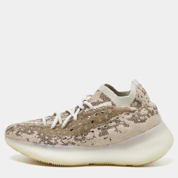 Pre Owned Yeezy x Adidas Brown Knit Fabric Boost 380 Pyrite Sneakers Size 38 2/3
