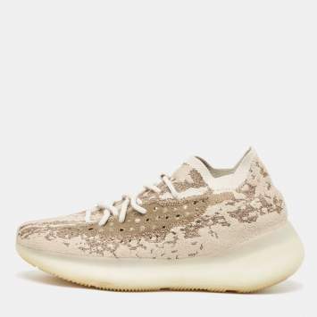 Pre Owned Yeezy x Adidas Brown Knit Fabric Boost 380 Pyrite Sneakers Size 43 1/3