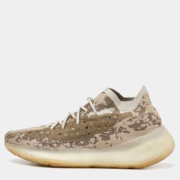 Pre Owned Yeezy x Adidas Brown Knit Fabric Boost 380 Pyrite Sneakers Size 44 2/3