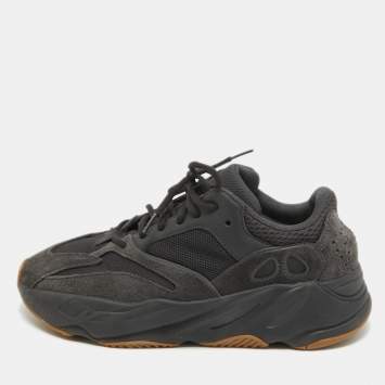 Pre Owned Yeezy x Adidas Black Suede and Mesh Boost 700 Utility Sneakers Size 45 1/3
