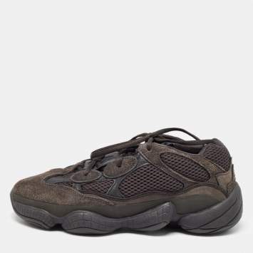 Pre Owned Yeezy x Adidas Black Mesh and Suede Yeezy 500 Utility Sneakers Size 42 2/3