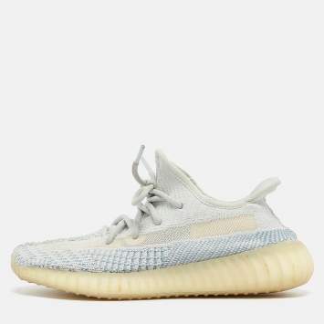Pre Owned Yeezy x Adidas Blue Knit Fabric Boost 350 V2 Cloud White Non Reflective Sneakers Size 38 2/3