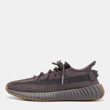 Pre Owned Yeezy x Adidas Black Knit Fabric Boost 350 V2 Cinder Non Reflective Sneakers Size 39 1/3