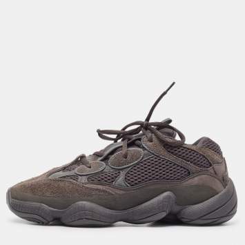 Pre Owned Yeezy x Adidas Black/Grey Mesh and Suede Yeezy Boost 500 Utility Black Sneakers Size 39 1/3