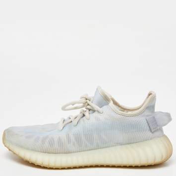 Pre Owned Yeezy x Adidas Blue/White Mesh Boost 350 V2 Mono Ice Sneakers Size 39 1/3