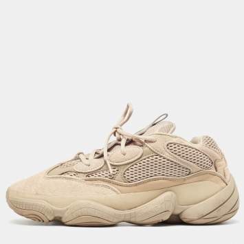 Pre Owned Yeezy x Adidas Light Brown Suede and Mesh Yeezy 500 Taupe Light Sneakers Size 43 1/3