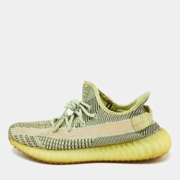 Pre Owned Yeezy x Adidas Neon Green Knit Fabric Boost 350 V2 Yeezreel (Non Reflective) Sneakers Size 43 1/2