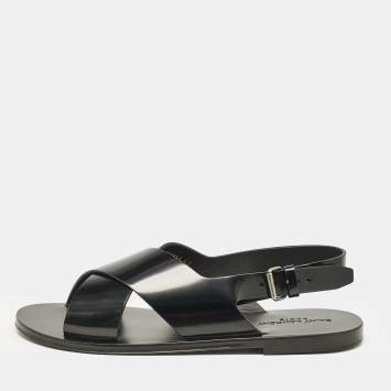 Pre Owned Yves Saint Laurent Black Leather Mojave Slingback Sandals Size 43