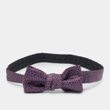 Pre Owned Yves Saint Laurent Purple Patterned Silk Bow Tie 