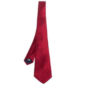 Pre Owned Yves Saint Laurent Red Patterned Silk Tie