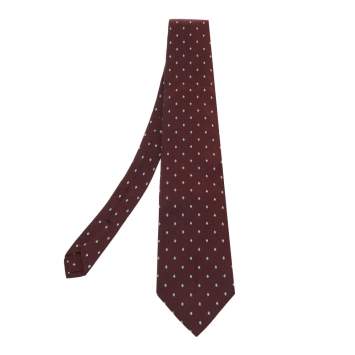 Pre Owned Yves Saint Laurent Burgundy Pattern Silk Jacquard Tie