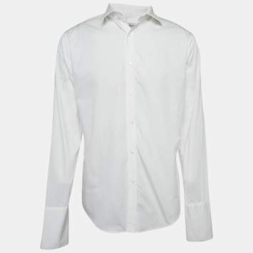 Pre Owned Yves Saint Laurent Vintage White Cotton Front Button Shirt L
