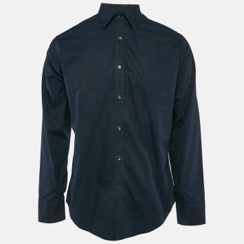 Pre Owned Yves Saint Laurent Blue Cotton Long Sleeve Shirt L