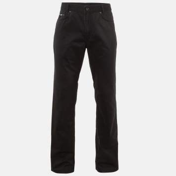 Pre Owned Yves Saint Laurent Pour Homme Black Cotton Regular Fit Pants L