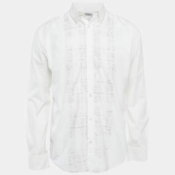 Pre Owned قميص إيف سان لوران قطني أبيض بأكمام طويلة كبير