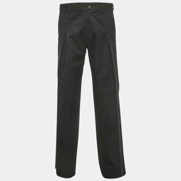 Pre Owned Yves Saint Laurent Rive Gauche Black Gabardine Straight Fit Pants XXL /Waist: 33"