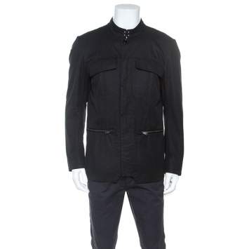 Pre Owned Yves Saint Laurent Paris Black Cotton Utility Jacket XL