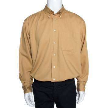 Pre Owned Yves Saint Laurent Mustard Yellow Cotton Long Sleeve Shirt XL
