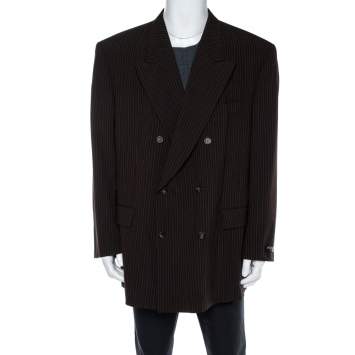 Pre Owned Yves Saint Laurent Vintage Brown Wool Double Breasted Jacket 3XL