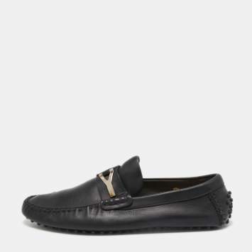 Pre Owned Yves Saint Laurent Black Leather Penny Loafers Size 44