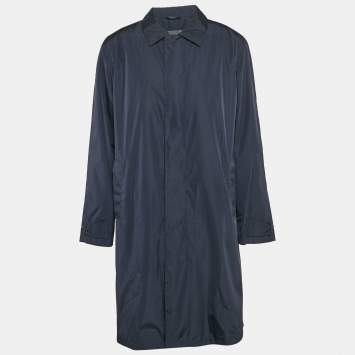 Z Zegna Navy Blue Synthetic Foldable Long Coat XL