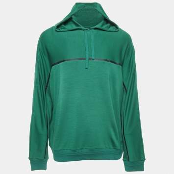 Z Zegna Techmerino Green Wool Jersey Hooded Sweatshirt XL 