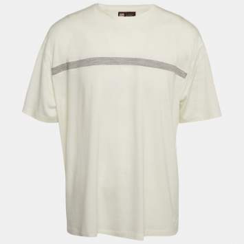 Pre Owned Z Zegna Techmerino Off White Wool Jersey Crew Neck T-Shirt XL