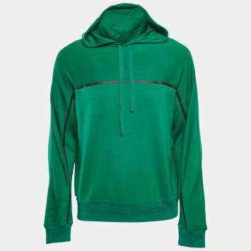 Technmerino Z Zegna Green Wool Jersey Hooded Sweatshirt M
