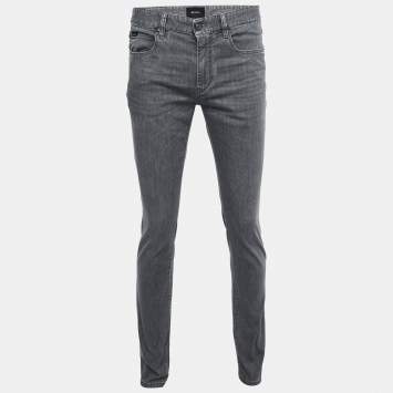 Pre Owned Z Zegna Grey Distressed Denim Slim Fit Jeans M Waist 32"