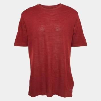 Pre Owned Z Zegna Dark Red Wool Round Neck T-Shirt XXL
