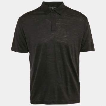 Pre Owned Z Zegna Black Techmerino Linen Polo T-Shirt L
