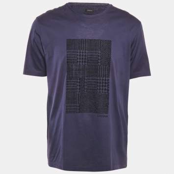 Z Zegna Navy Blue Cotton Printed T-Shirt S Z Zegna | TLC