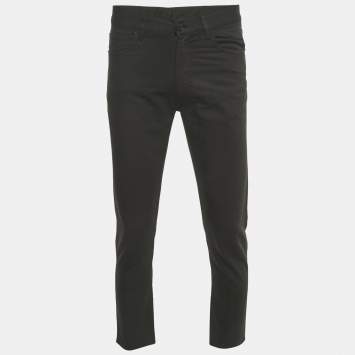 Pre Owned Zegna Black Cotton Cotton Formal Trousers M