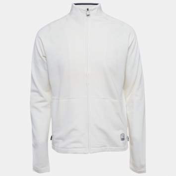 Pre Owned Z Zegna Techmerino Ivory Wool Zip-Up Jacket M