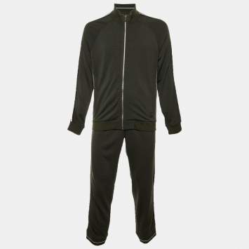 Pre Owned Z Zegna Green Wool Knit Track Jacket & Pants XL