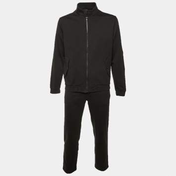 مملوكة مسبقًا سترة وبنطلون رياضي قطني أسود زد زينيا مقاس كبير - لارج
