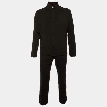 Pre Owned Z Zegna Technomerino Black Wool Track Jacket & Pants Set XL