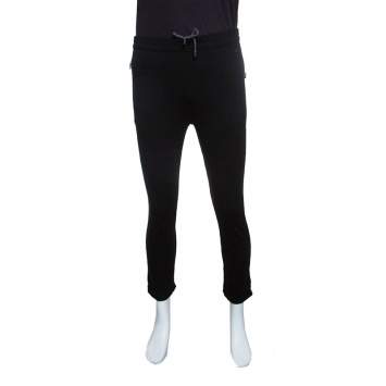 Pre Owned Z Zegna Techmerino Black Wool Drawstring Detail Track Pants M