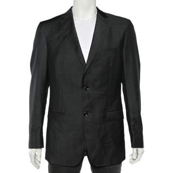 Pre Owned Z Zegna Dark Grey Wool Blazer L