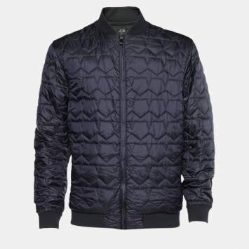 Pre Owned Z Zegna Bicolor Quilted Water Repellent Reversible Bomber Jacket XL