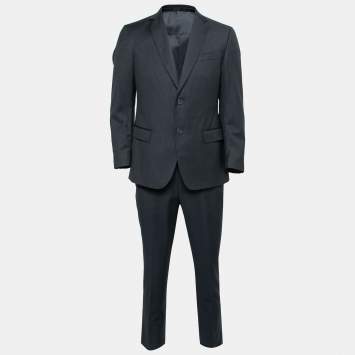 Pre Owned Z Zegna Navy Blue Striped Wool Regular Fit Suit M