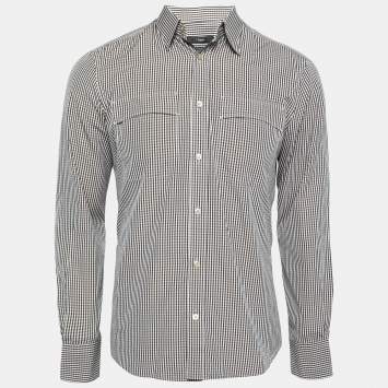 Pre Owned Z Zegna Brown Checkered Cotton Button-Front Shirt M   