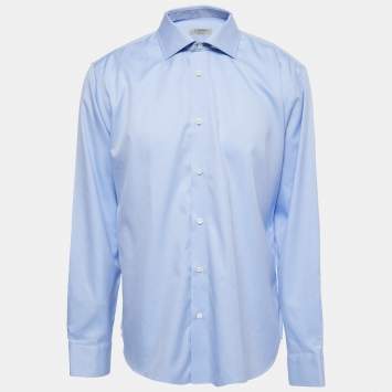 Pre Owned Z Zegna Blue Cotton Wash & Go Long Sleeve Shirt XXL