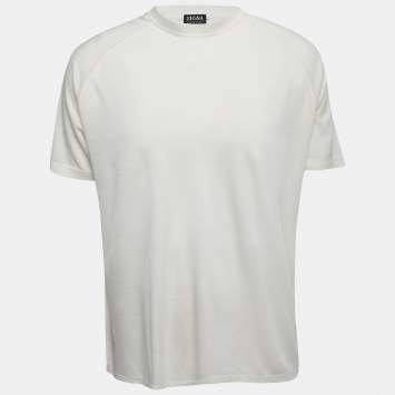 Pre Owned  Zegna Cream Wool Crew Neck Half Sleeve T-Shirt XL