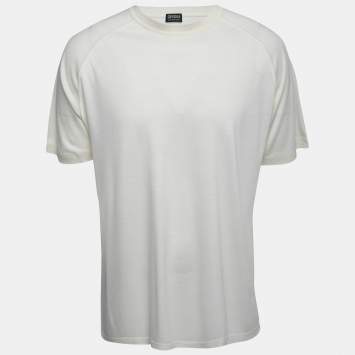 Pre Owned  Zegna Cream Wool Crew Neck Half Sleeve T-Shirt XL