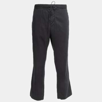 Z Zegna Black Cotton Blend Drawstring Waist Trousers XXL/Waist 37"