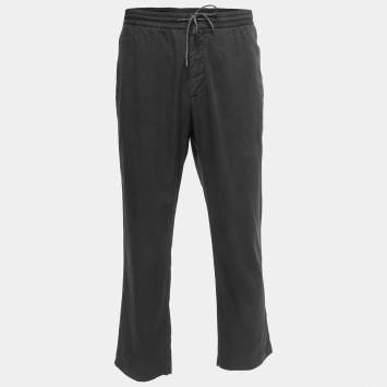 Z Zegna Black Cotton Blend Drawstring Waist Trousers XXL 