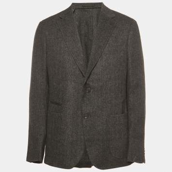 Pre Owned Z Zegna Grey Wool Blend Single Breasted Blazer XXL