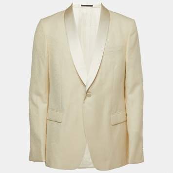 Pre Owned Z Zegna Cream Wool Blend Single Breasted Blazer XXL